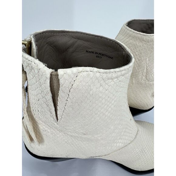 AllSaints Lenora Bootie Size 37 US 7 Off White Goat Leather Simulated Snake Skin - Picture 7 of 16